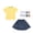 Yellow, variant on Loopsun Girls Solid Short Sleeve Round Neck Top Denim Mini Skirt Matching Socks Fashion Casual Outfit