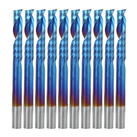 

LAFGUR Milling Cutter 10Pcs Cemented Carbide Milling Cutter Spiral Single-Flute Blue NANO-Coating 3.175mm Single-Flute Milling Cutter