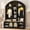 Black, variant on Arched Top Entryway Storage Cabinet with Built-in LED Light, Multi-Purpose MDF Hall Tree with Garment Hooks, Shoe Shelves and Closed Storage Doors for Foyer Decor