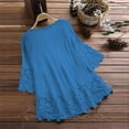 thumbnail image 5 of ZJXFGS Boho Tops for Women Petite Tops for Women Women's Linen Boho Tops Dressy Fringe Tops for Women Embroidered Tops for Women Blue 2XL, 5 of 8