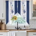thumbnail image 4 of Coastal Navy Kitchen Window Curtains, Swag Curtains Valance for Bedroom Living Room Bathroom, Blue Starfish Coral Nautical Striped Rod Pocket Window Treatment Curtain Block Drapes 2 Panels 36"x36", 4 of 9