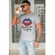 thumbnail image 2 of ABPHQTO Camiseta gráfica para hombre con estampado de labios de la bandera de América Mama gris para hombre, 2 of 5