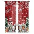 thumbnail image 2 of Red Christmas Sheer Curtains 96 Inches Long, Gnomes Xmas Tree Snowflake Gifts Birds Light Filtering Window Curtains for Living Room/Bedroom, Rod Pocket Voile Sheer Curtain Drapes, 52"Wx96"L, 2 Panels, 2 of 9