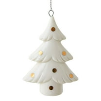 AUDeals 1Pcs White Ceramic Christmas Tree Porcelain Xmas Decor Holiday Home Decoration Mini Tabletop Figurine Modern Festive Christmas Indoor Holiday Charm Ornament
