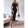 thumbnail image 6 of Women Summer One Shoulder Long Dress Slim Sleeveless Bodycon Party Cocktail Maxi Dresses Black XL, 6 of 10