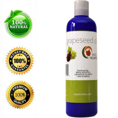 Maple Holistics 100% Pure Grapeseed Oil, Hair + Face & Acne, Natural Skin Care Product, 4