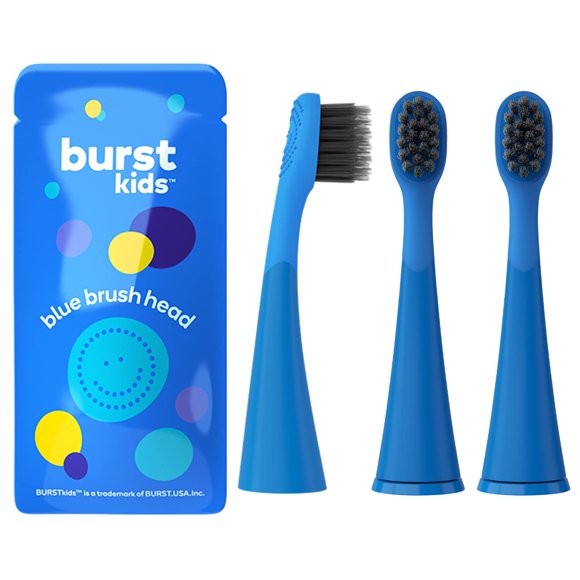 BURST Cabezales de repuesto originales para cepillo de dientes eléctrico para niños (azul/paquete de 3) | Ajuste perfecto | Cerdas ultrasuaves | 9 meses de suministro