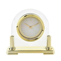 Wm.Widdop Glass Mantel Clock 2 Tone Dial Gold Stand