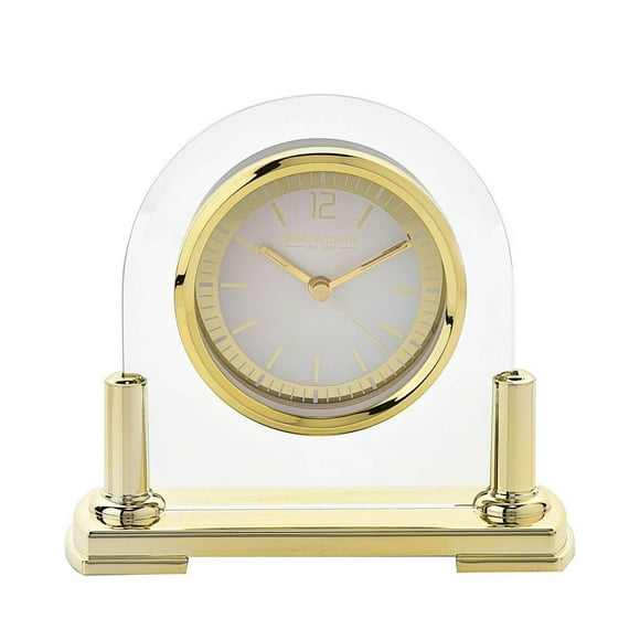 Wm.Widdop Horloge de Manteau en Verre Cadran Bicolore Support Doré