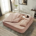 thumbnail image 4 of New Multi Functional Sectional Sofa Bed with Independent Chaise Lounge and Functional Blanket,Plush Corduroy Sofa Couch,Convertible Sofa Bed,80" King Size Bed,Deep Seat Fluffy Sofa,Pink, 4 of 9