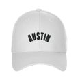 thumbnail image 2 of Daxton USA Cities States Baseball Hat Cap Arch Letters, Austin White Black, 2 of 2