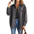 thumbnail image 1 of Asyoly Women Winter Shacket Jacket Long Sleeve Button Down Faux Suede Jacket Coats Casual Outwear with Pockets S-XXL, 1 of 6