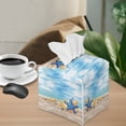 thumbnail image 2 of ZUXONGSY Beach Starfish Square Tissue Box Covers PU Leather Tissue Box Cover Modern PU Leather Tissue Box Holder Easy to Clean Facial Paper Organizer Washroom Decor, 2 of 7