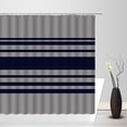 thumbnail image 2 of Navy Gray Shower Curtain Blue and Gray Stripes Abstract Geometric Abstraction Bandage Modern Fashion Elegant Fabric Curtain Bathroom Decor Sets with Hooks, 2 of 3