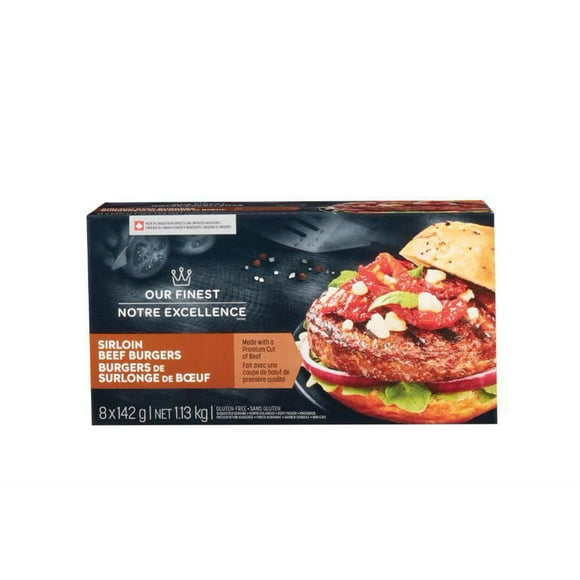 Our Finest Frozen Sirloin Beef Burgers, 8x142g, 1.13KG
