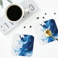 thumbnail image 4 of Honeii Blue White Fluid Art Print Leather Coaster Set of 4, Ideal for Safeguarding Your Furniture from Drinks Spills and Effortless Cleanup-Square, 4 of 6