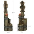 thumbnail image 4 of Outsunny LED Lights Resin Birdhouse Tree Trunk Fountain Outdoor, Brown, 4 of 9
