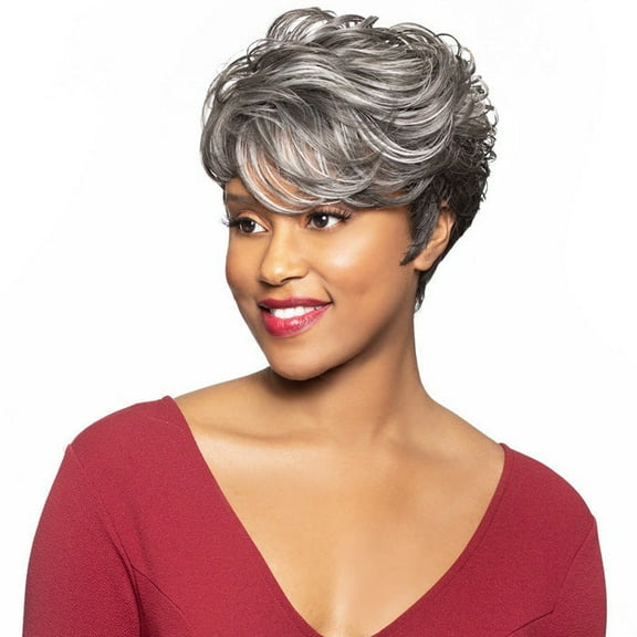 Foxy Silver (Gwendolyn) - Heat Resistant Fiber Full Wig in JET BLACK
