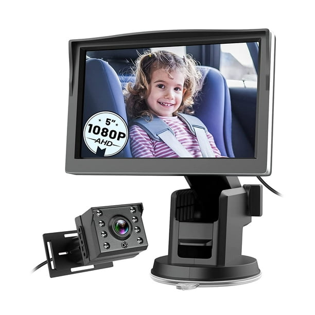 GLOULIT Baby Car Camera 1080P, Baby Mirror for Car Back Seat with 5 Inch HD Monitor, Rear Facing