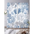 thumbnail image 3 of Sheer Curtains 84 Inches Long, Blue Grey Abstract Flower Plant Fish Light Filtering Window Curtains for Living Room, Ocean Coastal Coral Rod Pocket Voile Sheer Curtain Drapes, 52"W x 84"L, 2 Panels, 3 of 9