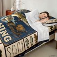 thumbnail image 4 of Manfei Retro Pike Fish King Sheets, Fishing Tool Print Bedding, Navy Beige Olive, 4-Piece, 1 Flat Sheet, 1 Fitted Sheet and 2 Pillowcases, 4 of 6