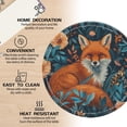 thumbnail image 3 of PU Leather Coasters for Drinks Bar Beer,Set of 6 with Holder,Round Housewarming Gift,Red Fox Surrounded By Orange And Teal Flowers, 3 of 4
