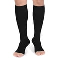 thumbnail image 1 of LAICAIW Compression Socks, 20-30 mmHg Graduated Knee-Hi Compression Stockings for Unisex, Open Toe, Opaque, Support Hose for DVT, Pregnancy, Varicose Veins, Relief Shin Splints, Edema, Black X-Large, 1 of 6