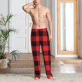 thumbnail image 2 of Fotbe Buffalo Plaid Red Black Pantalones de Pijama para Hombre, Pantalones de Dormir, Pantalones de Casa con Cintura Ajustable y Bolsillos-Large, 2 of 6
