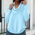 thumbnail image 6 of Women's Soft Cowl Neck Solid Color Sweater Top, Cozy Knitted Casual Clothes Pullover Sky Blue 2XL, 6 of 6