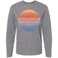 thumbnail image 3 of Inktastic Lake Vibes Distressed Retro Sunset Long Sleeve T-Shirt, 3 of 5