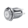 thumbnail image 1 of Interruptor de botón pulsador LED, interruptor de botón pulsador de alimentación LED de 12 mm Interruptor de botón pulsador momentáneo de latón para automóviles(Anillo de luz LED blanco), 1 of 3