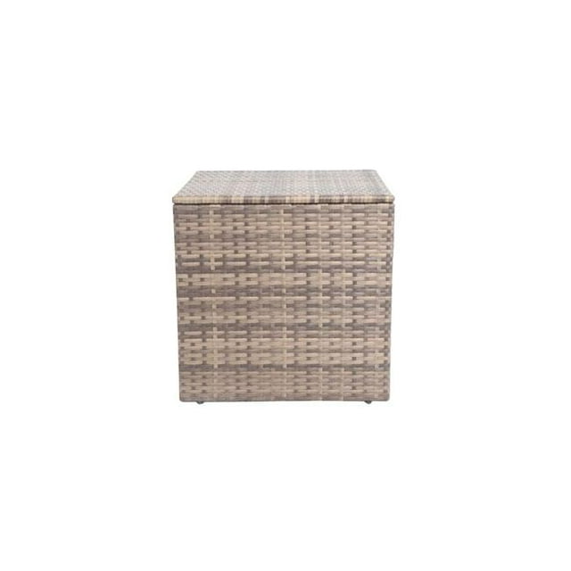Baner Garden A105 200 lbs Outdoor Square Glass Table Rattan Patio with Storage Compartment - Mixed Grey, Dark Grey & Light Grey