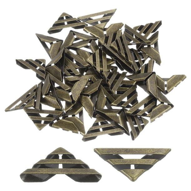 60 Paquetes de Protectores de Esquinas de Metal de 17 mm, Protector de Esquinas para Diarios, Álbumes, Notas, Bronce