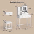 thumbnail image 3 of Asofer 6-Piece Bedroom Set, Queen Bed Frame, Makeup Vanity with LED Mirror, 5 & 6 Drawer Dressers, 2 Nightstands, White, 3 of 33