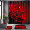 thumbnail image 1 of Juego de 4 cortinas de ducha para baño, cortina de ducha con diseño de rosa morada, juego de cortinas de ducha para el día de San Valentín con alfombras (alfombrilla de baño, alfombrilla en forma de, 1 of 6