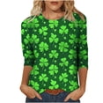 thumbnail image 2 of Hxlamzoo St. Patrick's Day Shirt Women 2026 Casual 3/4 Sleeve Irish Clover Shirts Funny Saint Patrick's Tunic Tops, 2 of 5
