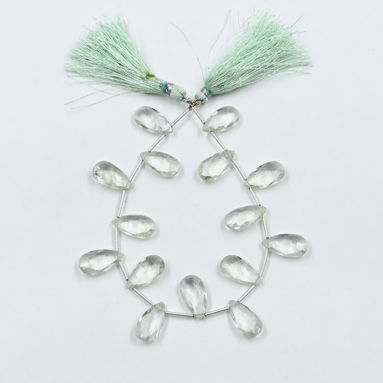A.B. Gems Green Amethyst Faceted Pear Beads, Green Amethyst Gemstone Beads, DIY Jewelry Making Beads Healing Crystal Beads for Jewelry, Amethyst Beads