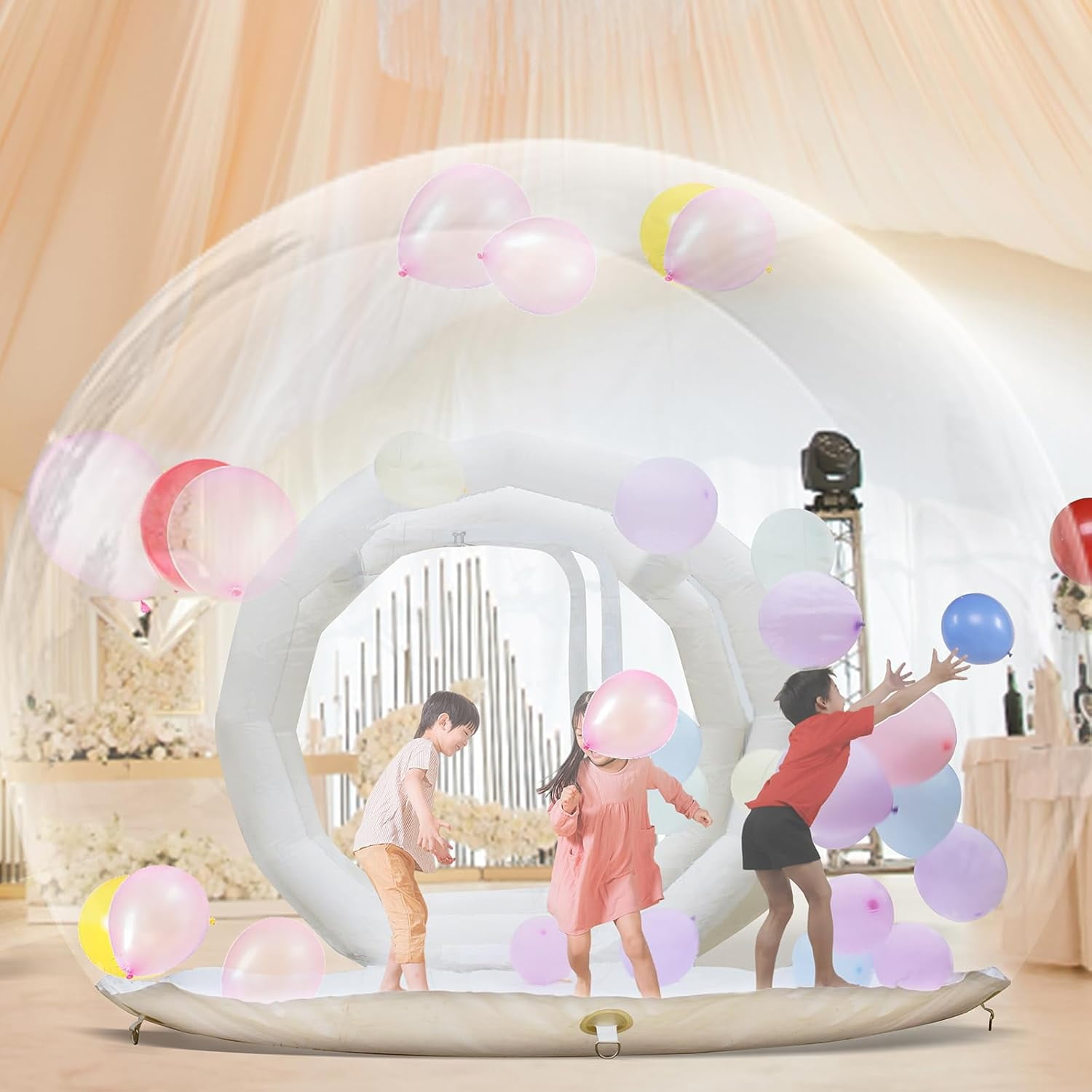Esheno Clear Bubble Dome Tent with Tunnel 10 ft Inflatable PVC Playhouse with 600W Air Pump Bubble Balloon House for Kids Party