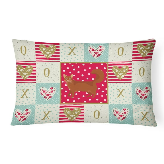 Caroline's Treasures CK5716PW1216 Somali Cat Love Canvas Fabric Decorative Pillow, Red, 12H x16W, multicolor