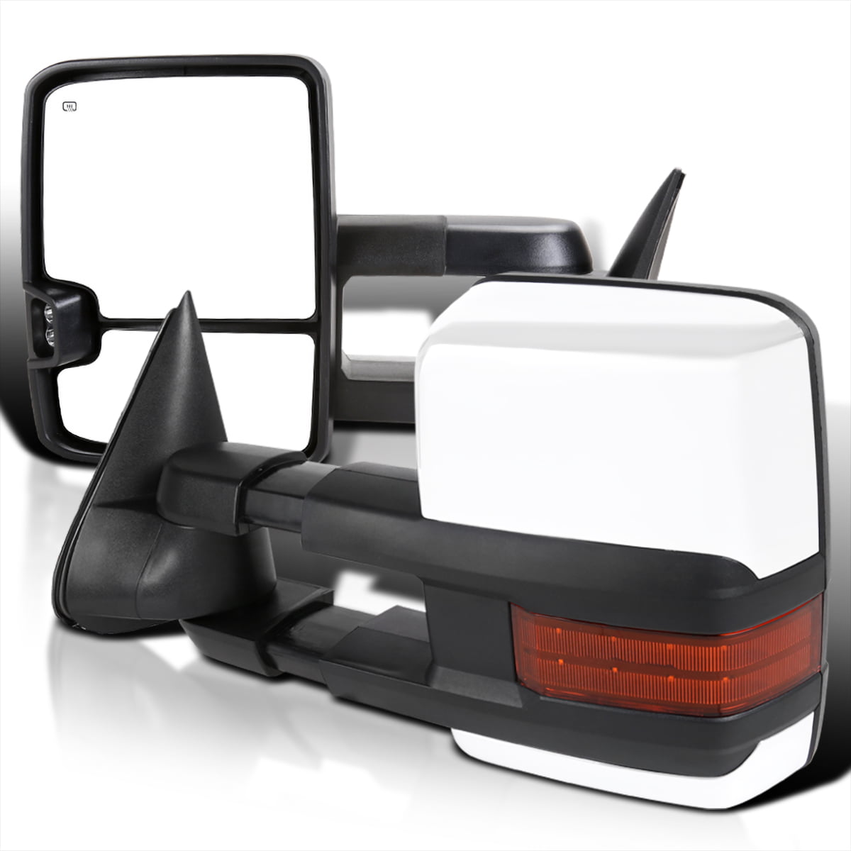 Left/Driver Replacement for Chevy GMC C/K Chrome Powered+Smoked LED Turn Signal Towing Mirror 