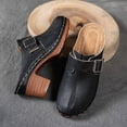 thumbnail image 6 of Modstep Women Leather Mules Closed Toe Chunky Heel Sandals Wide Widths Low Block Heels Clog Ladies Comfortable Walking Shoes size 8.5 Black, 6 of 8