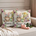 thumbnail image 2 of Happy Easter Pillow Covers 2 Pack Gnome Rabbit Ear Pink Daisy Flower Green Leaf Vintage Pillowcase Waterproof Outdoor Throw Pillow Cover for Patio Garden Square Cushion 16”x16”, 2 of 9