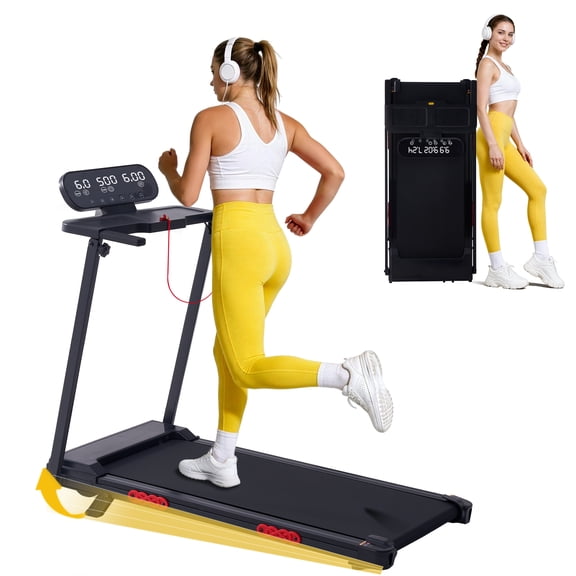 Portable Folding Treadmill for Home, 3.5 HP Walking Pad Treadmill with Handrail and Incline, 0.6-10 MPH Mini Treadmill, 350 lbs Weight Capacity