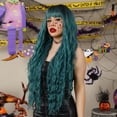 thumbnail image 3 of Wigs With Bangs, Long Curly Synthetic Heat Resistant Fiber Wig Wavy Wig With Bangs Wig With Bangs With Hairnet for Daily Cosplay Party Replacement, 3 of 7