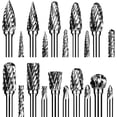 thumbnail image 1 of Juego de fresas de carburo, brocas para amoladora, 20 fresas rotativas de carburo de tungsteno de doble corte con vástago de 1/8", compatibles con Dremel para tallado de metal, carpintería, grabado y, 1 of 6