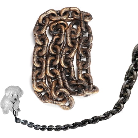 Funny Imitates Iron Big Dog Chain Leash for Small Dog/Cat Lightweight Photo Props Looks Strong and Heavy for Chihuahua Teddy Poodle Papillon (Bronze 10ft)