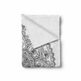 thumbnail image 2 of Lotus Soft Flannel Fleece Throw Blanket, Oriental Mandala Pattern Flower Petal Effect Style Monochrome Boho Design, Cozy Plush for Indoor and Outdoor Use, 50" x 60", Grey White, by Ambesonne, 2 of 6