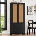thumbnail image 4 of Homfa Rattan Cabinet with Doors, Tall Storage Cabinet with 2 Drawers, Narrow Accent Versatile Cabinet for Living Room, Black, 4 of 4