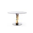 thumbnail image 2 of Whiteline Modern Living Gloria Round Dining Table, Ceramic Top, Gold and Silver Stainless Steel Base, 2 of 3