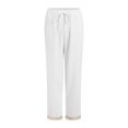 thumbnail image 4 of COMVALUE Cropped Pants Women Wide Leg Casual Loose Palazzo Pants Elastic Waist Beach Pant Gauze Crop Trousers (White, XL), 4 of 9